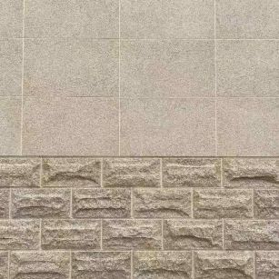 包头 黄金麻自然面蘑菇石配荔枝面干挂