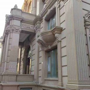 包头 黄金麻花岗岩光面别墅外墙干挂施工完成