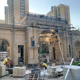 包头 黄金麻荔枝面花岗岩小区门楼外墙干挂