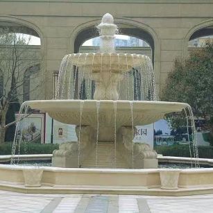 包头 黄金麻花岗岩异型加工——户外庭院石雕流水喷泉