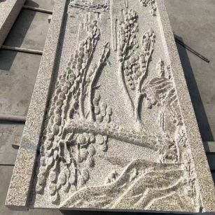 包头 黄金麻雕刻板浮雕迎客松