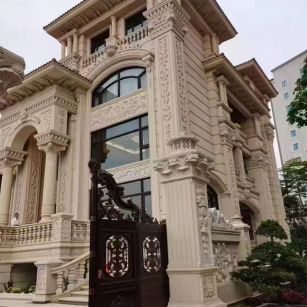 包头 黄金麻花岗岩别墅外墙干挂效果展示