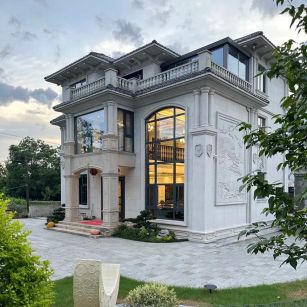 包头 白麻花岗岩私人别墅干挂石材豪华定制