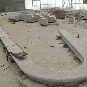 包头 芝麻白花岗岩弧形花坛石，坐凳石