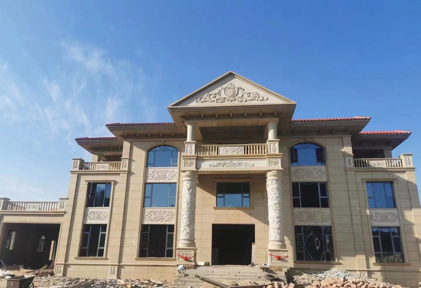 包头 黄金麻花岗岩别墅外墙干挂