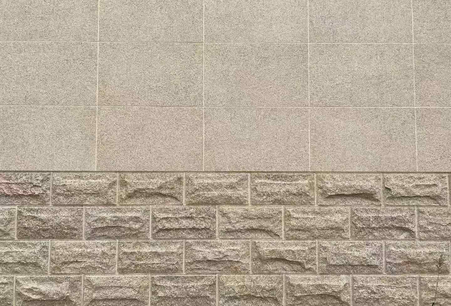 包头 黄金麻自然面蘑菇石配荔枝面干挂